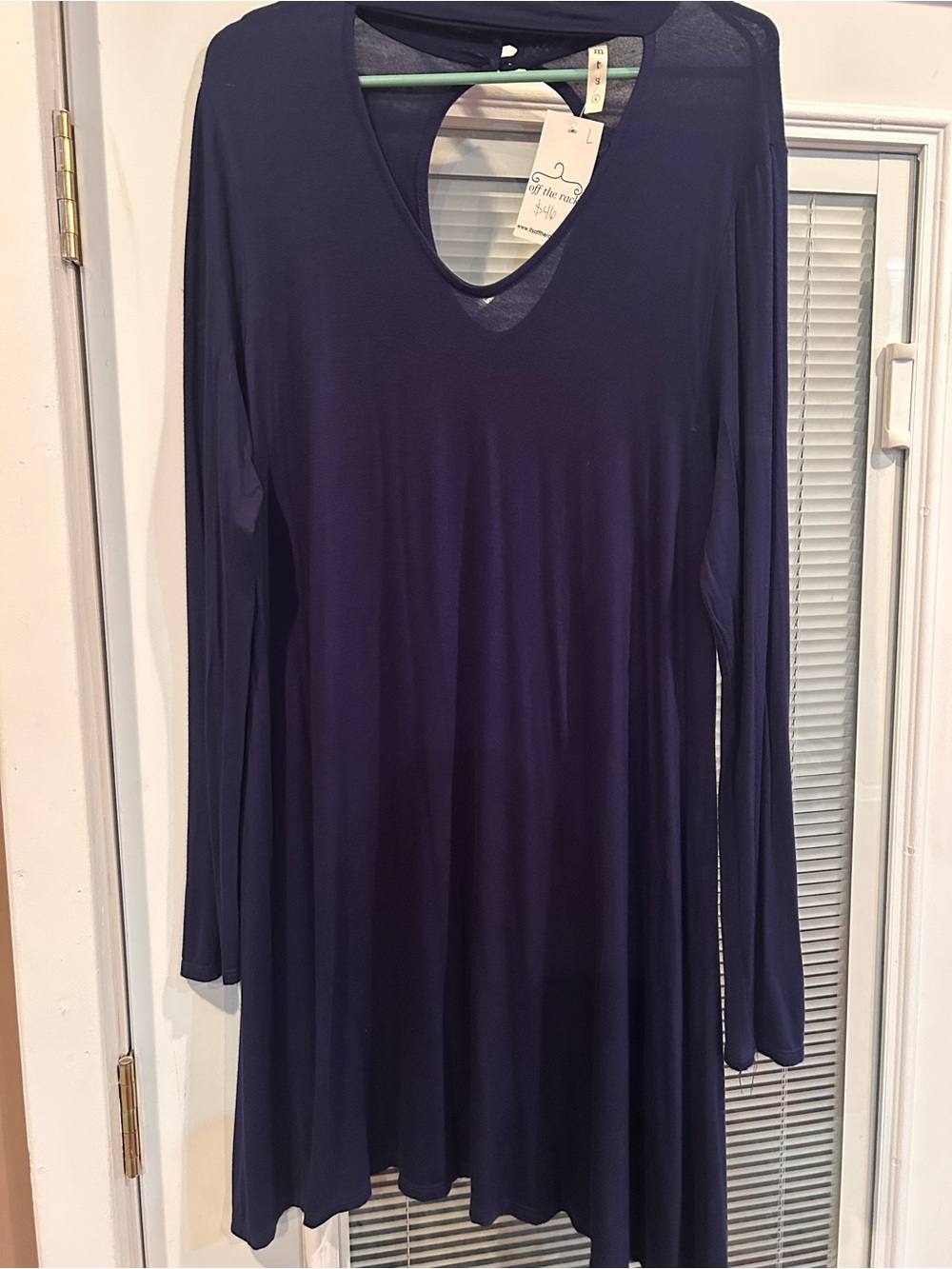 mts Navy Long-Sleeve V-Neck Swing Tunic